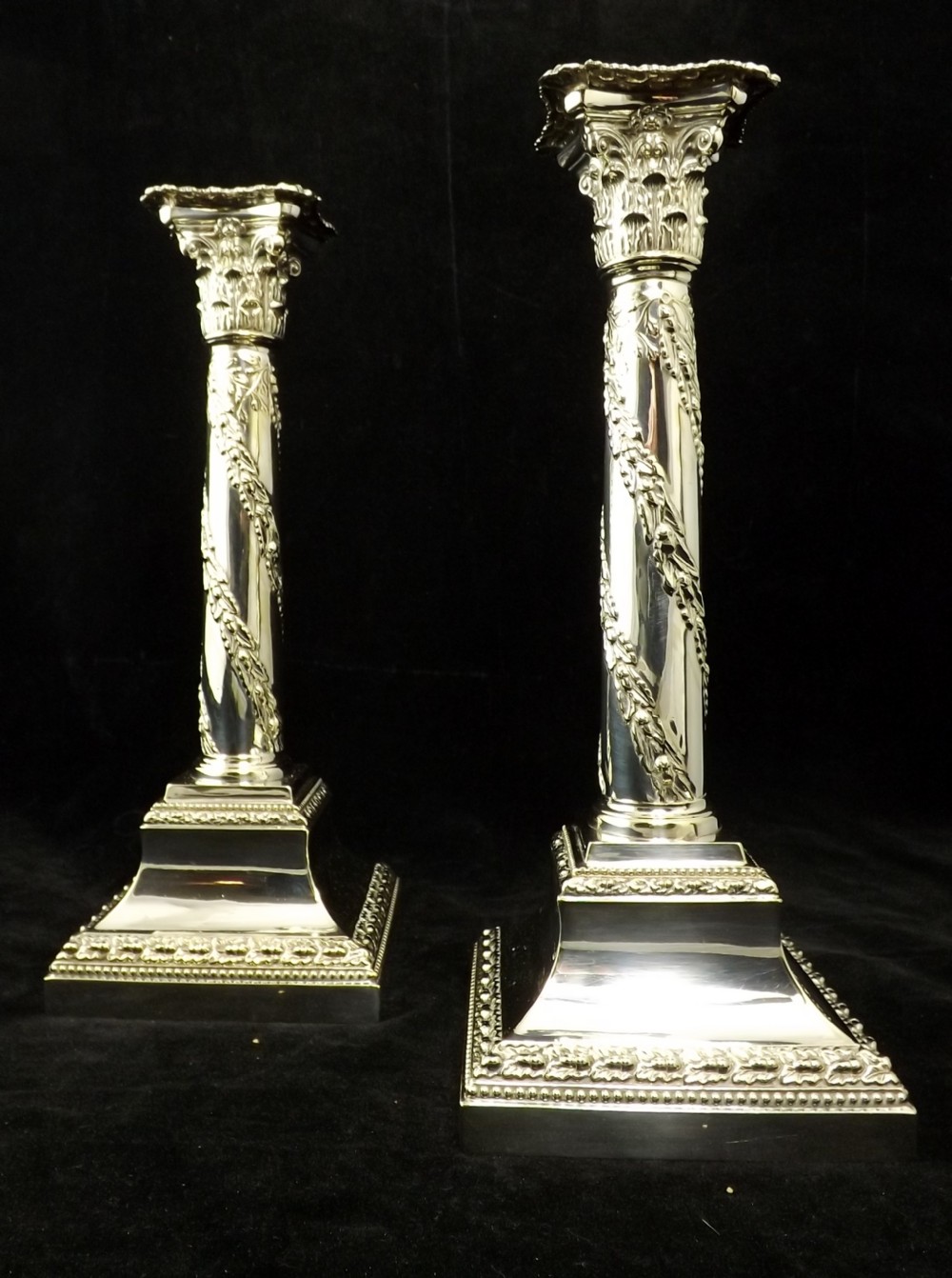Pair of 19th C silver plated candle sticks