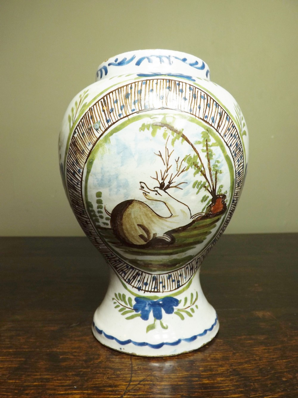 ANTIQUE 18TH C DELFT POLYCHROME VASE