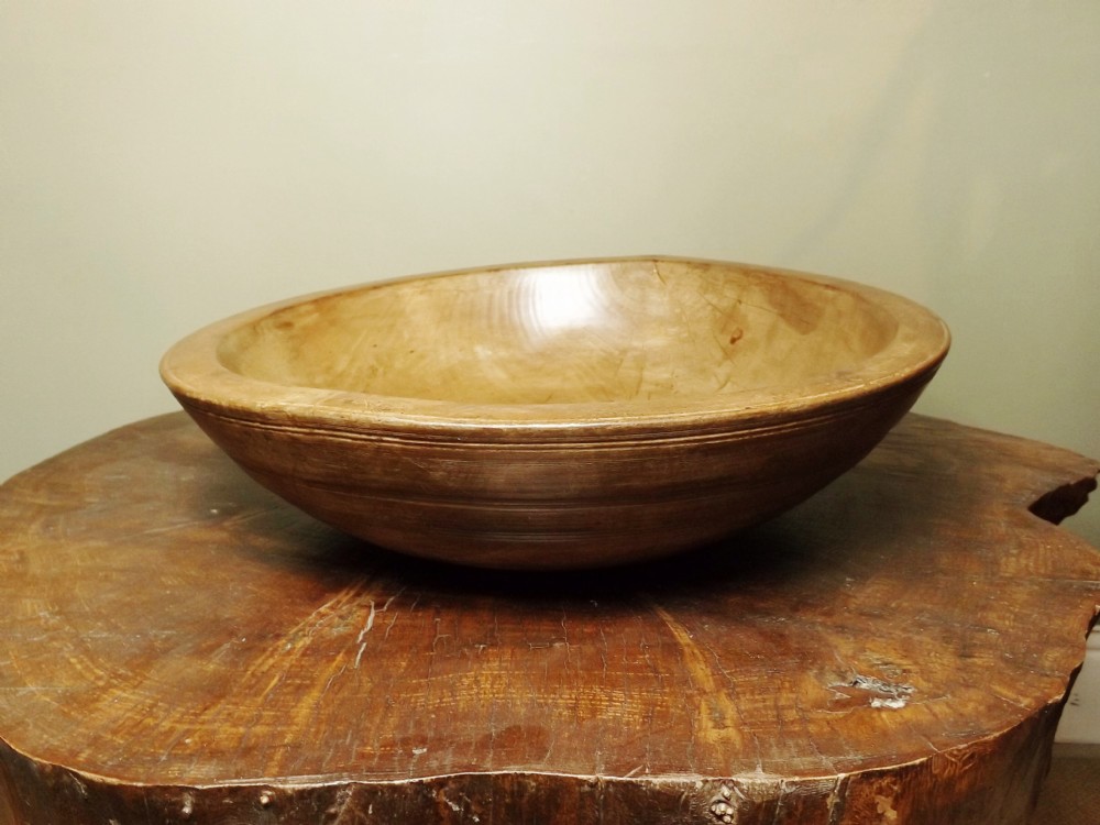LARGE 19TH C SYCAMORE DAIRY BOWL