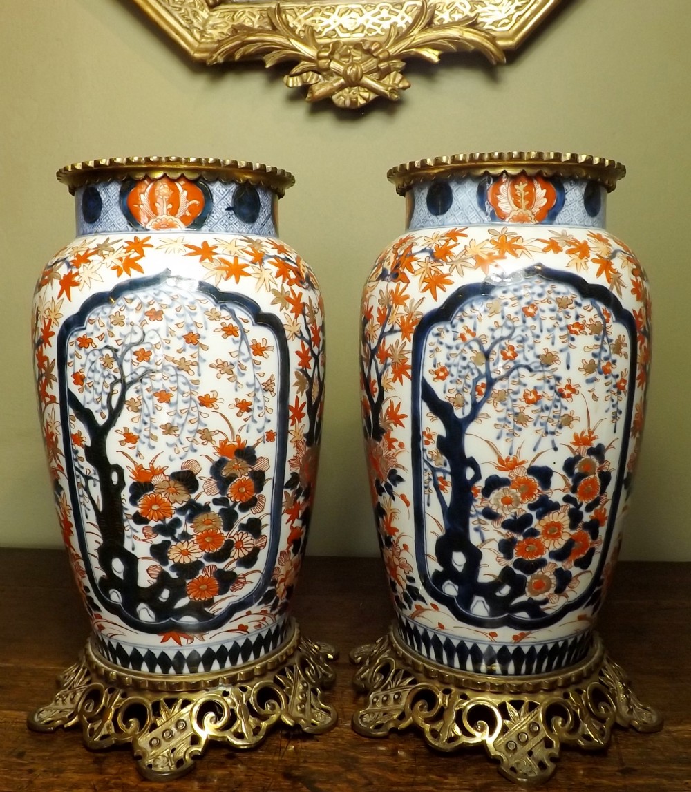 Pair of 19th C Imari vases