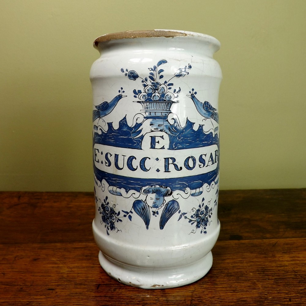 18TH C DELFT APOTHECARY JAR