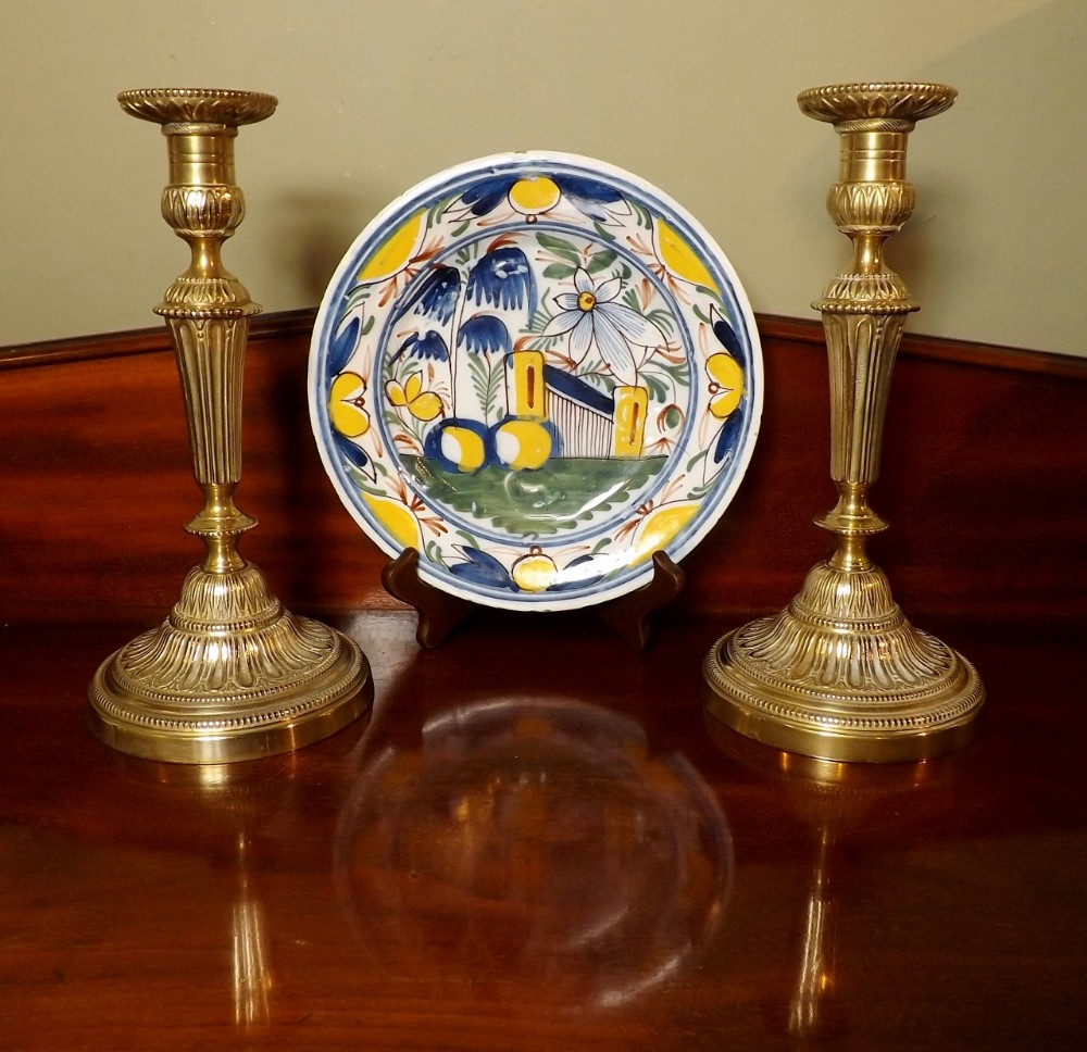 Pair of 19th C brass candlesticks