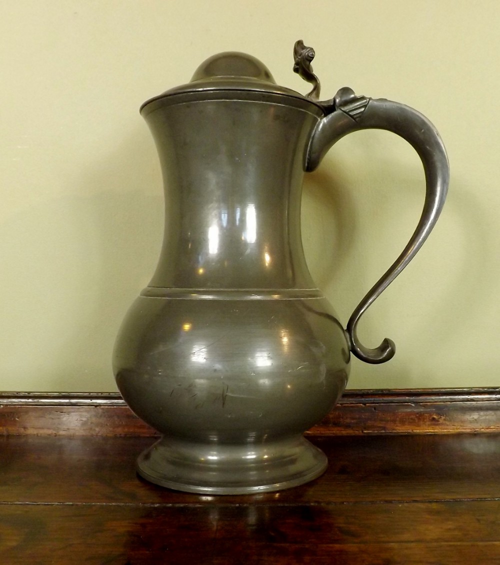 Early 19th C pewter flagon