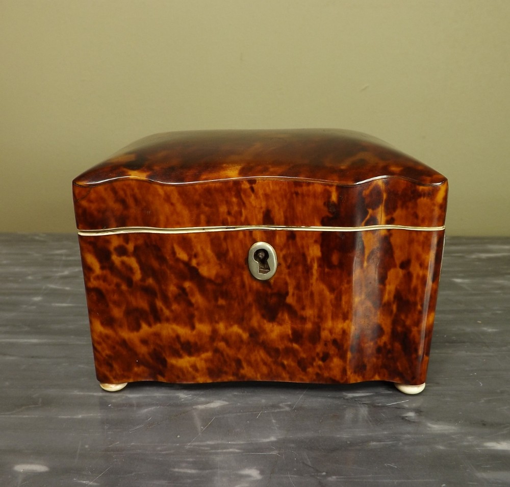 19TH C TORTOISESHELL TEA CADDY