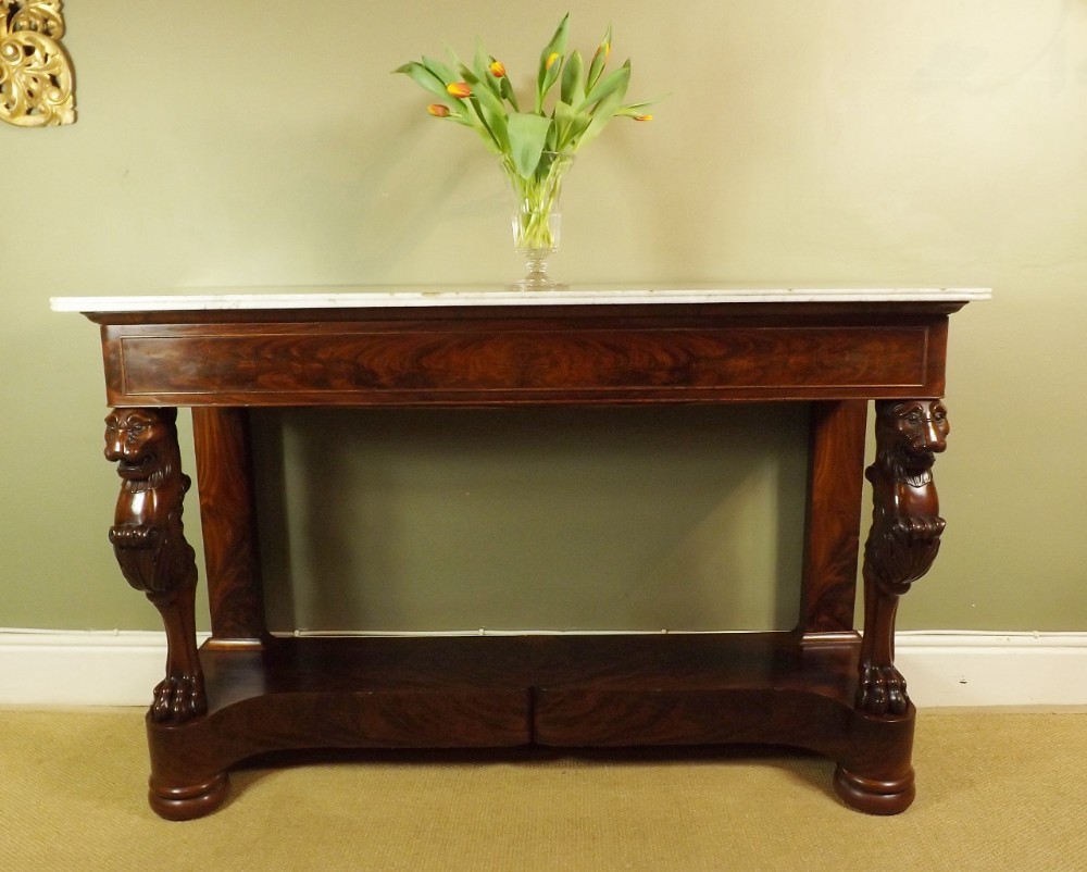 EARLY 19TH C MARBLE & MAHOGANY CONSOLE TABLE