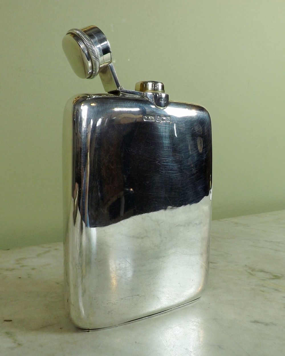 Large silver hip flask