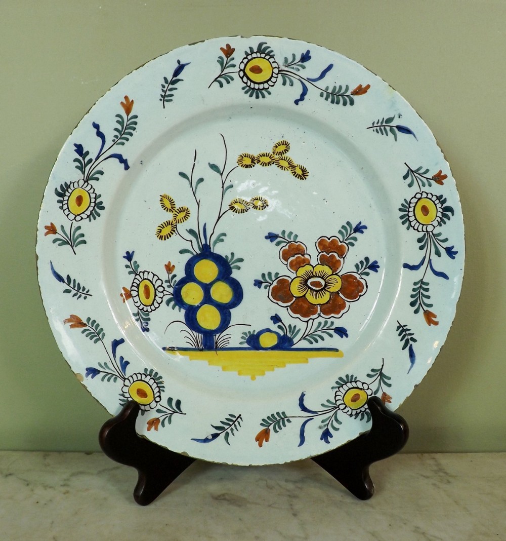 18th C Delft polychrome charger