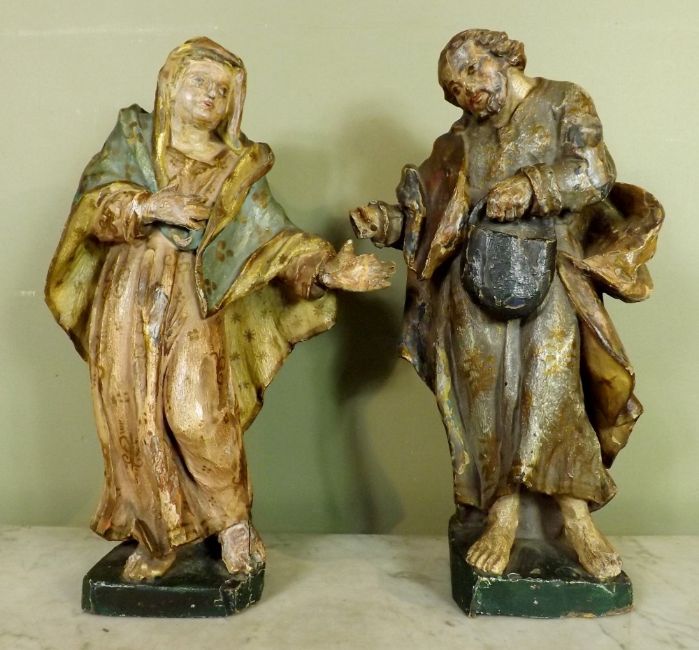 Pair of 18th C carved figures