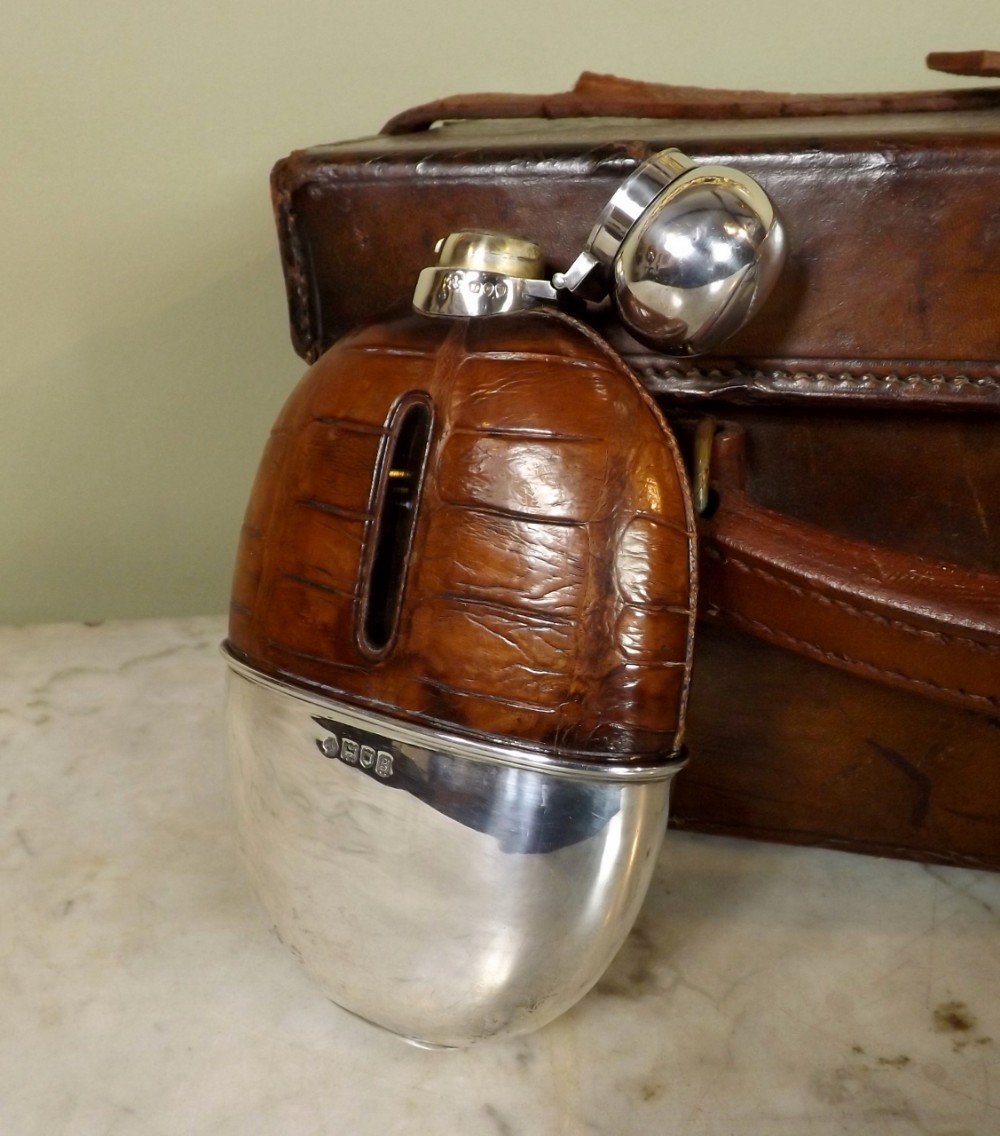 Silver hip flask, 1902