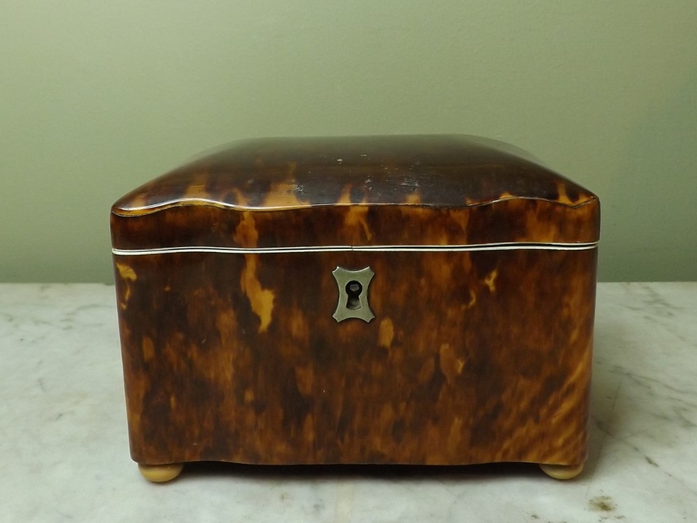 MID 19TH C TORTOISESHELL TEA CADDY
