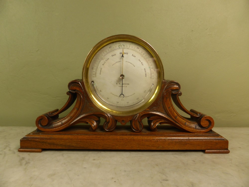 ANTIQUE 19TH C BAROMETER & THERMOMETER