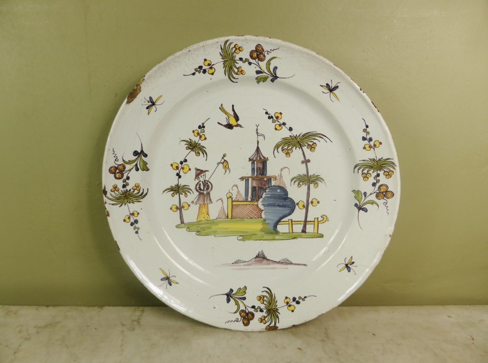 ANTIQUE 18TH C DELFT CHARGER