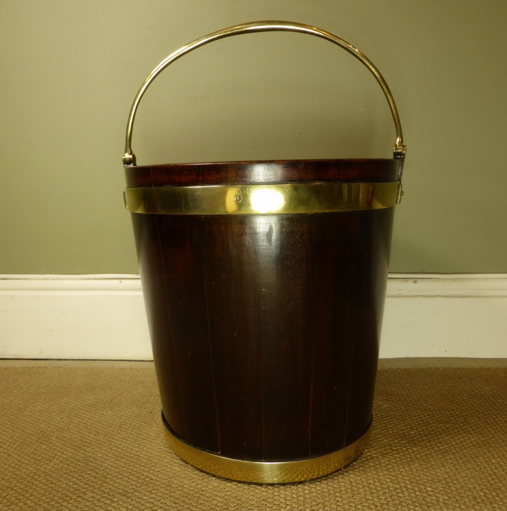 18TH C MAHOGANY & BRASS BUCKET