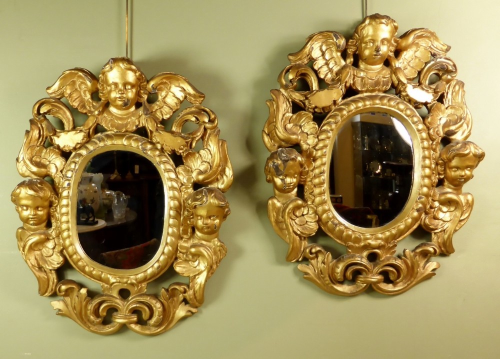Pair of 18th C gilt wood mirrors