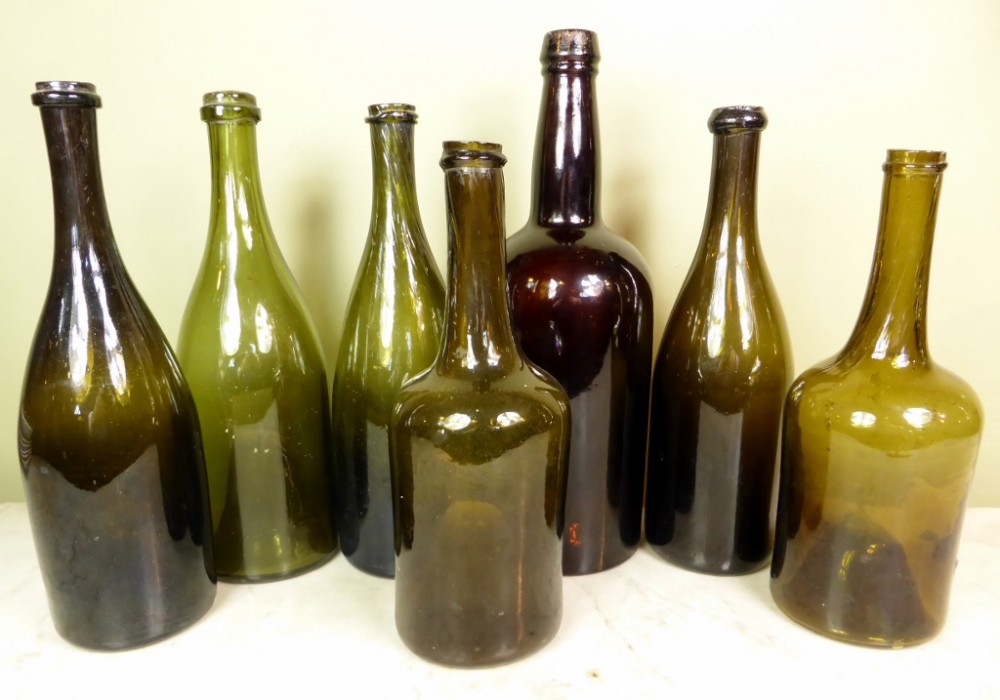 Collection of early wine bottles