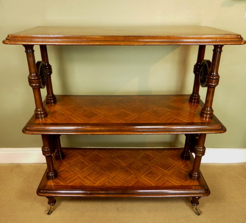 19th C oak 3-tier dumb waiter