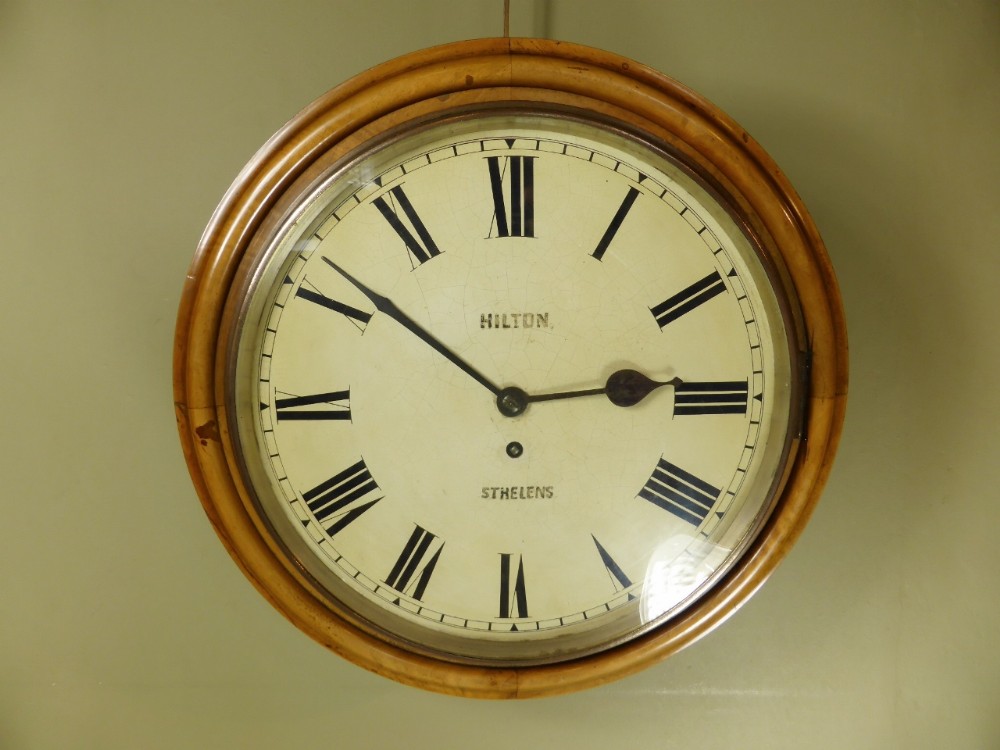 19TH C WALNUT CASED FUSEE WALL CLOCK