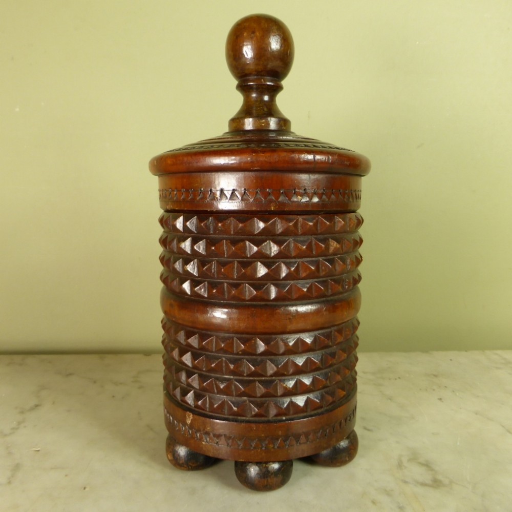 A 19th Century Walnut Carved Tobacco Jar
