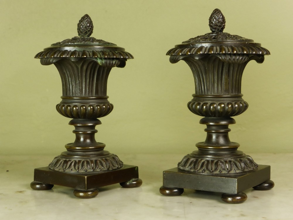 PAIR OF REGENCY BRONZE CLASSICAL VASES