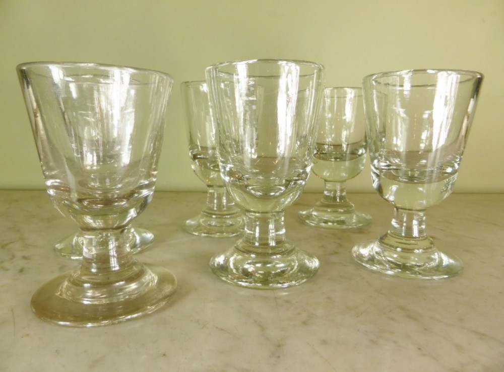 SET OF SIX ANTIQUE GLASS RUMMERS