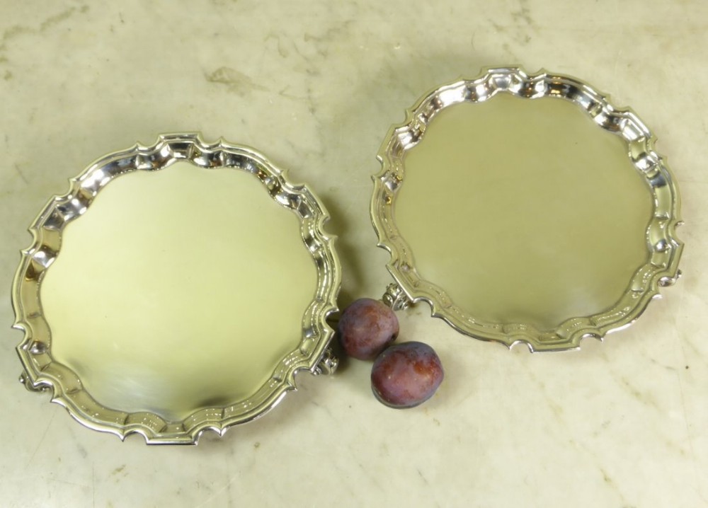 PAIR OF 18TH C SILVER SALVERS