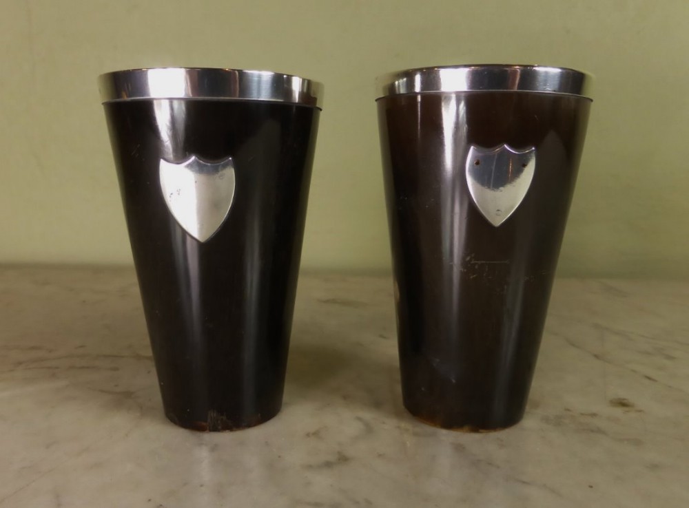 PAIR OF 19TH C HORN BEAKERS