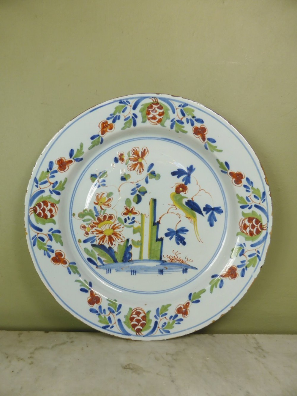 18TH C DELFT POLYCHROME CHARGER