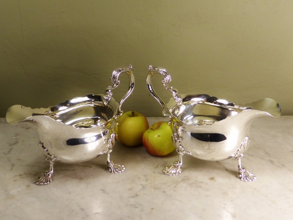 PAIR OF HEAVY WEIGHT SILVER SAUCE BOATS