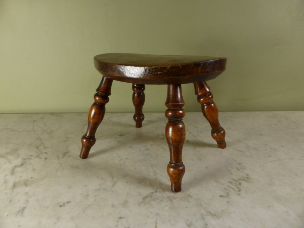 19TH C YEW & ELM STOOL