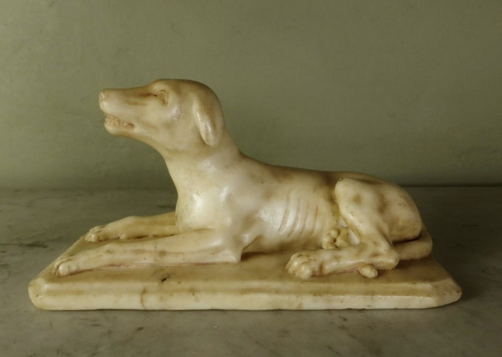 18TH C MARBLE MODEL OF A HOUND