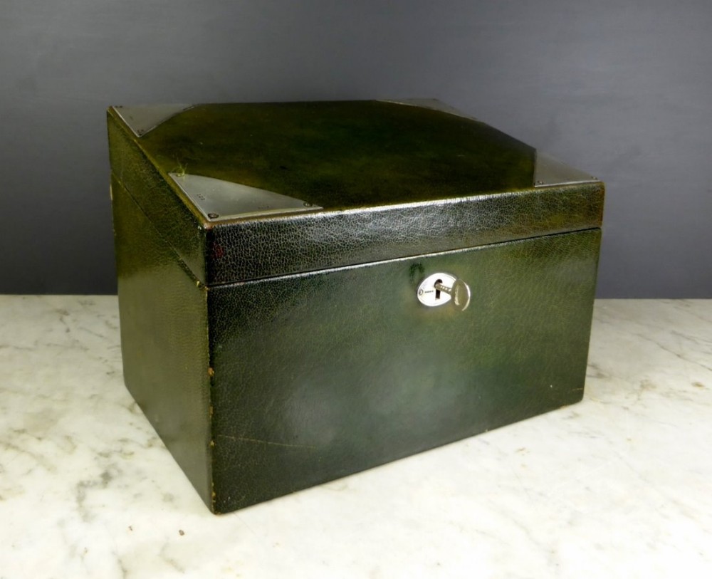 LEATHER & SILVER STATIONERY BOX