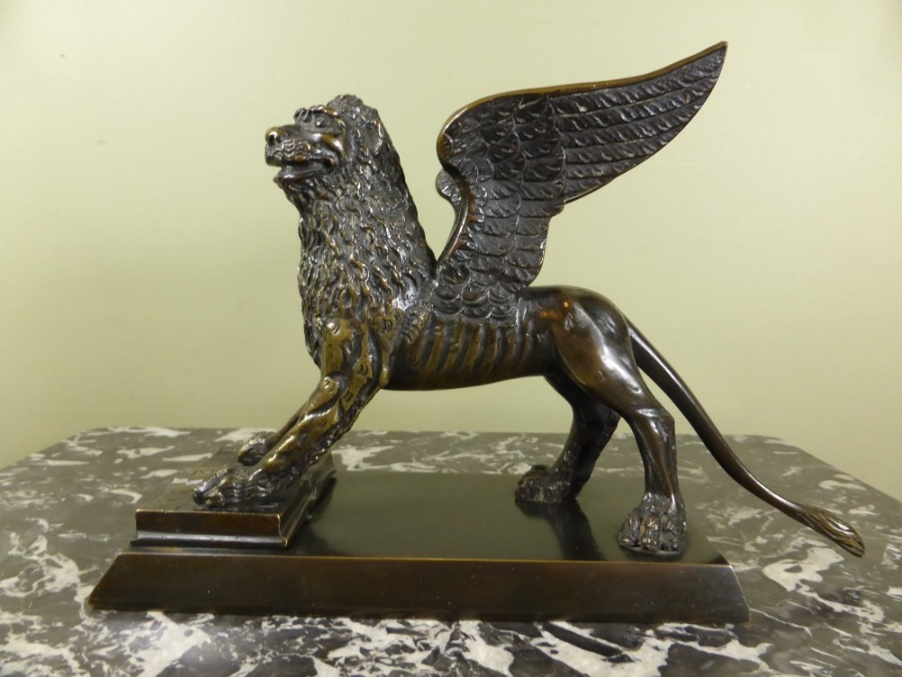 19TH C BRONZE OF ST MARKS LION, VENICE