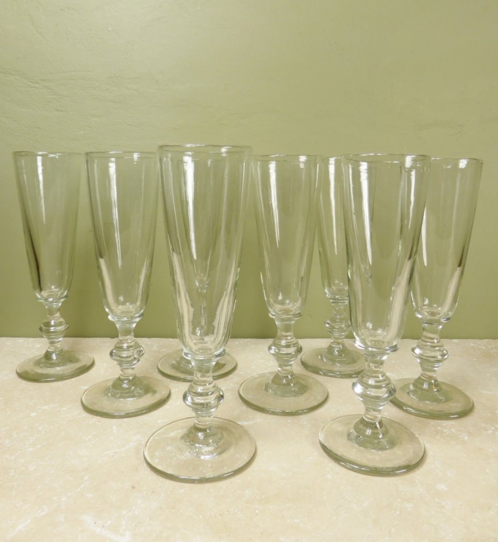 SET OF EIGHT 19TH C CHAMPAGNE GLASSES
