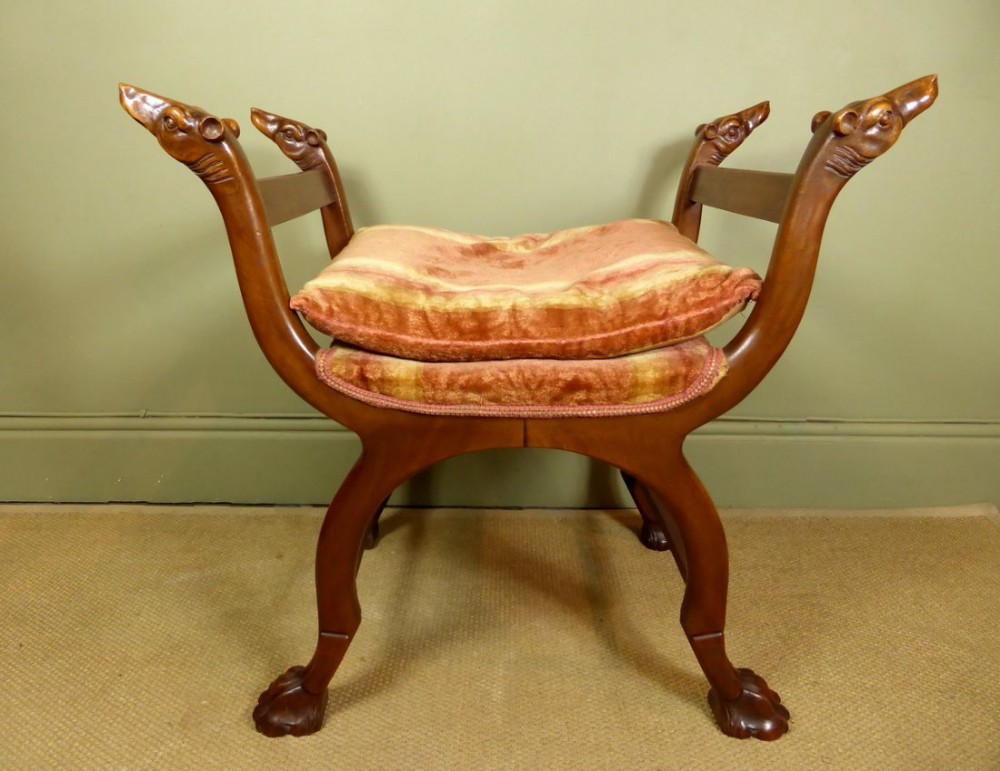 19TH C WALNUT 'DOG' STOOL 