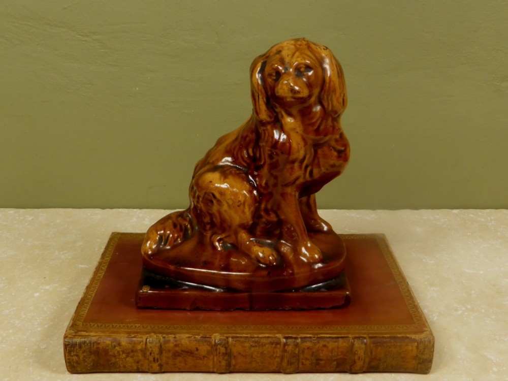 19TH C TREACLE GLAZED SPANIEL