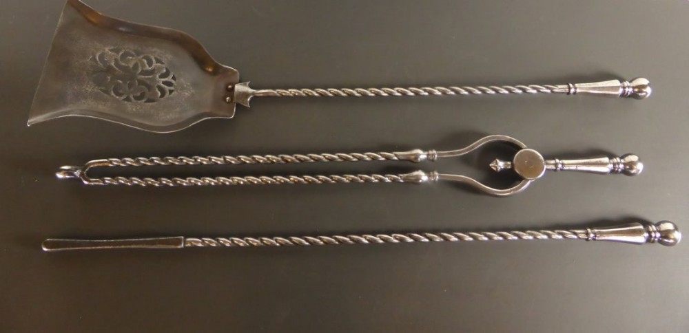 SET OF 19TH C STEEL FIRE TOOLS