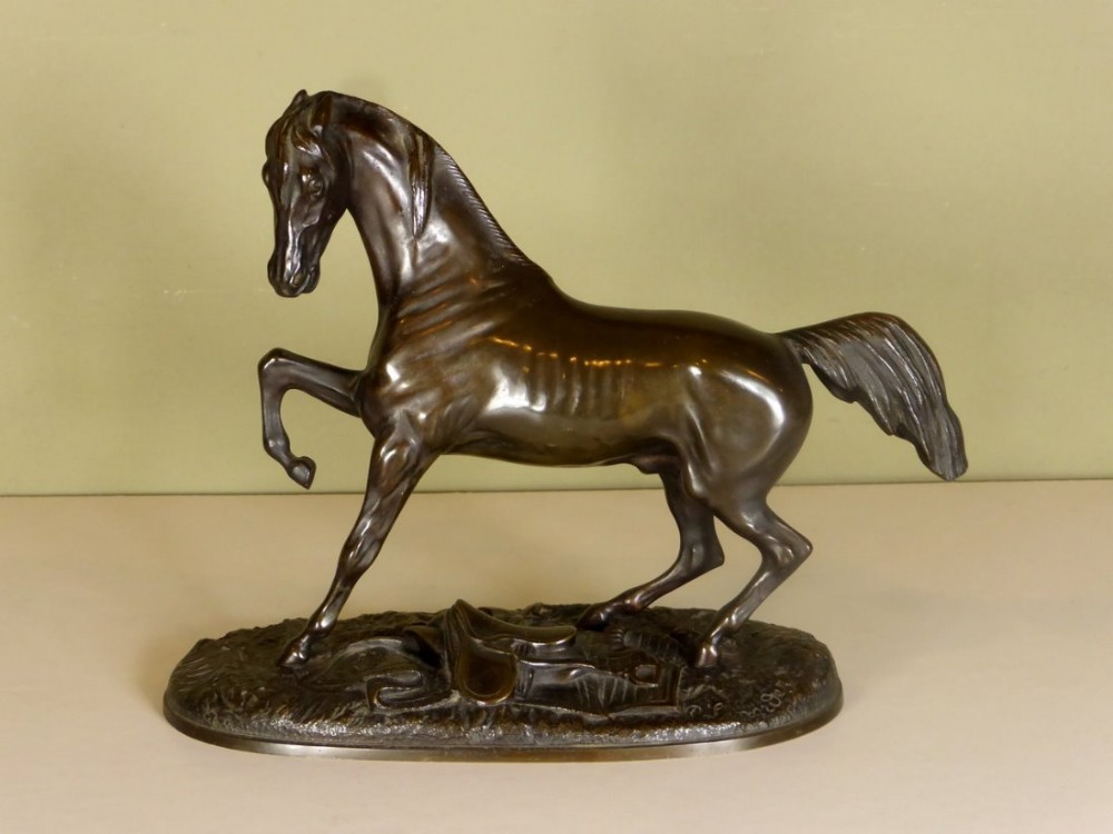19TH C BRONZE OF A STALLION HORSE
