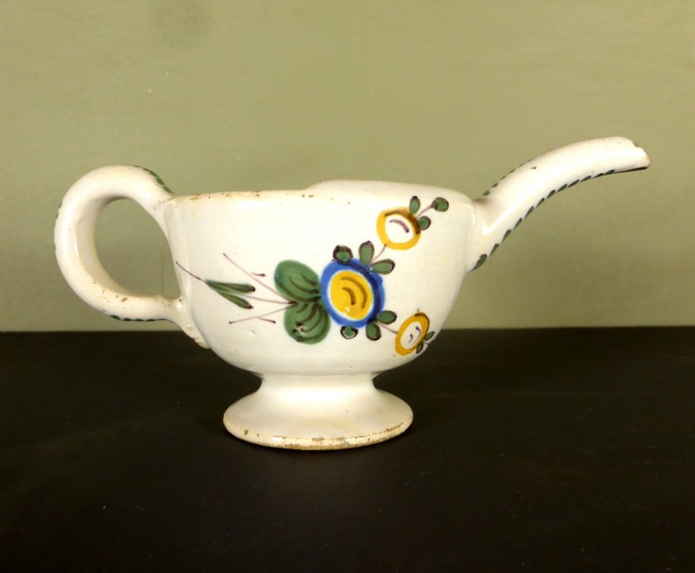 18TH C TIN GLAZE POSSET POT