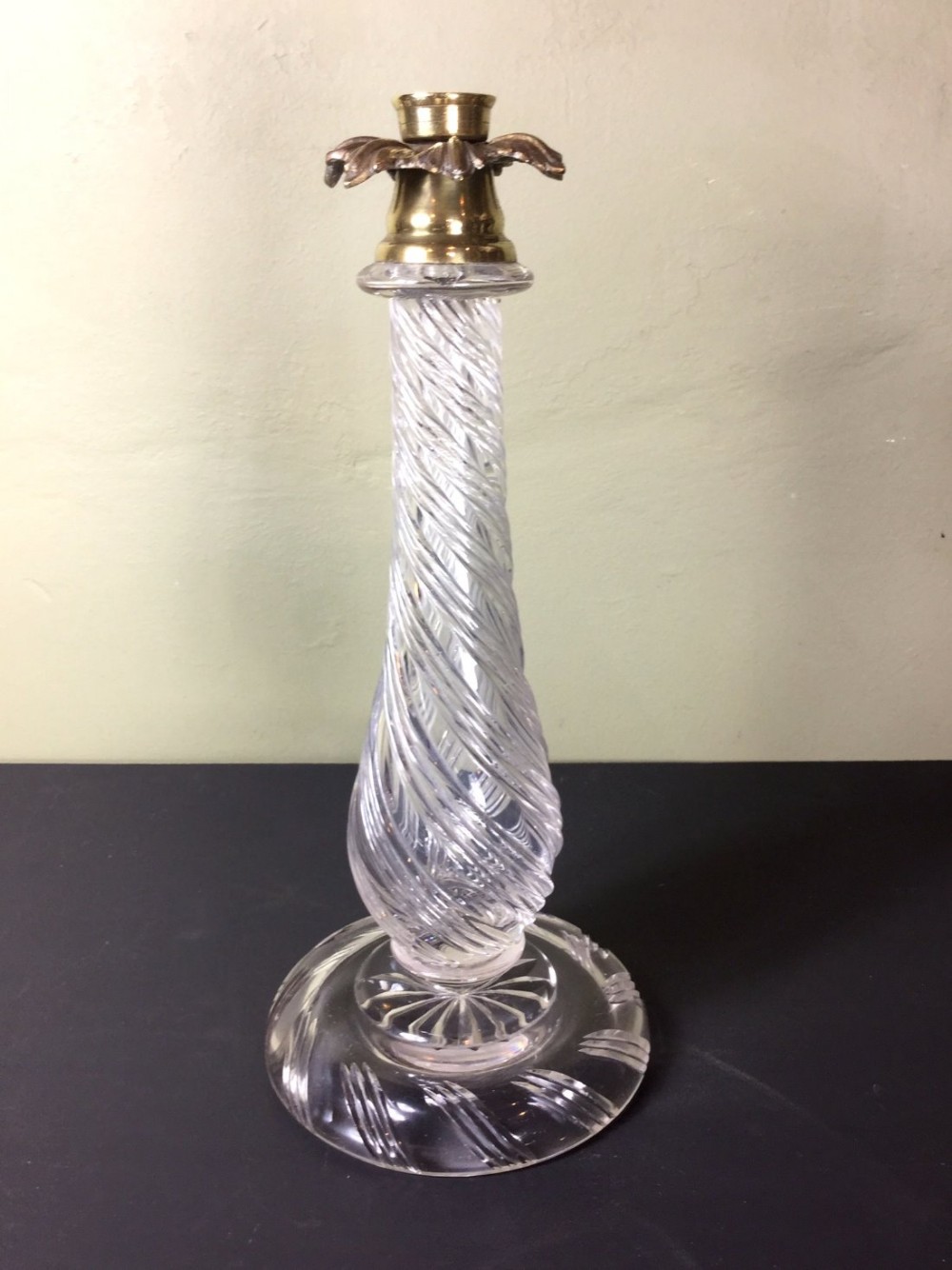 19TH C GLASS LAMP BASE