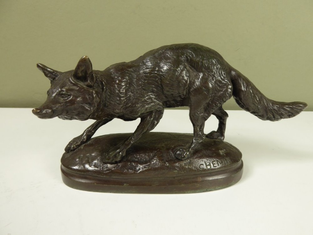 19TH C BRONZE OF A FOX