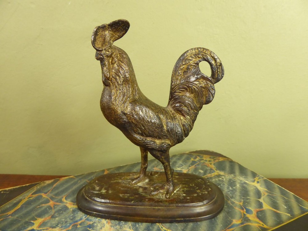 19TH C BRONZE COCKEREL