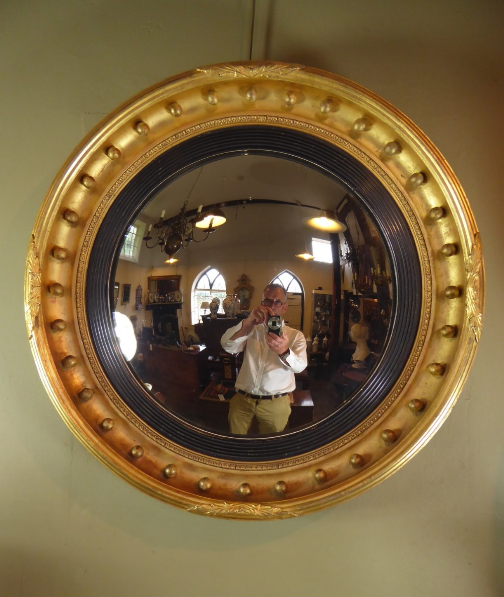 Early 19th C Gilt Convex Mirror