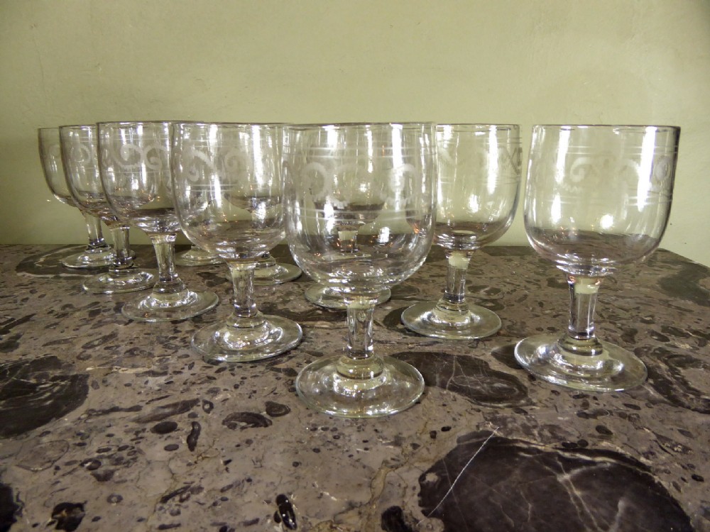 Set of Ten 19th C Wine Glasses