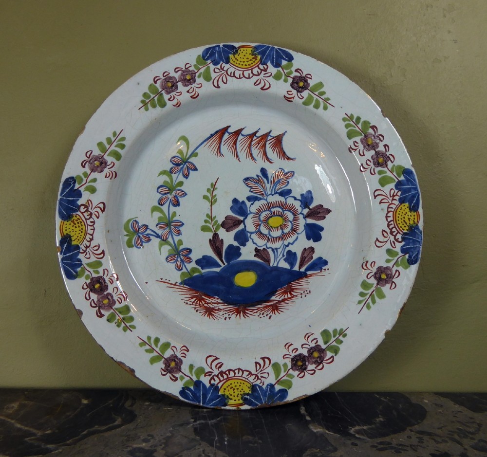 18TH C POLYCHROME PLATE