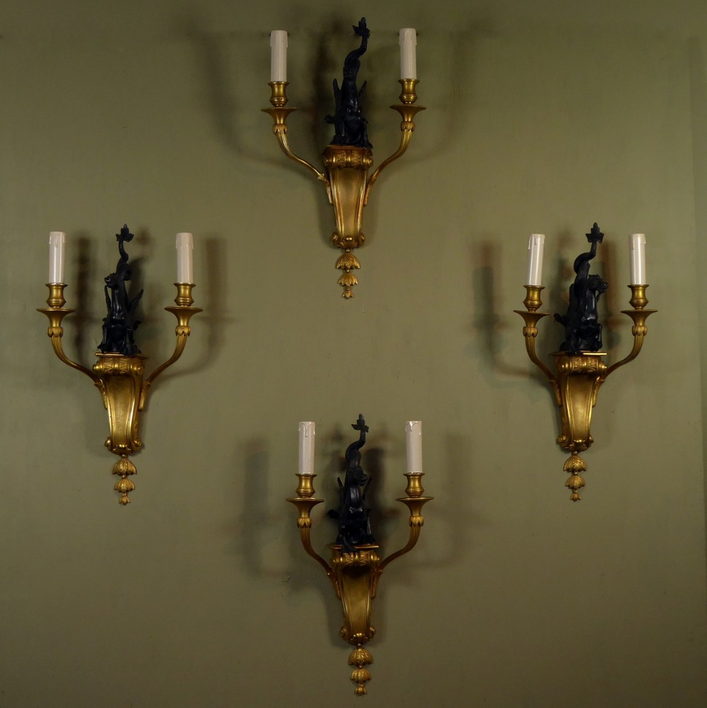 SET OF HIPPOCAMP WALL SCONCES