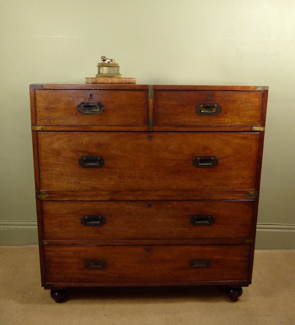 19TH C MILITARY CAMPAIGN CHEST OF DRAWERS
