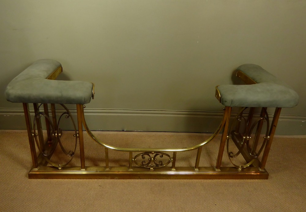 19TH C BRASS & SUEDE CLUB FENDER