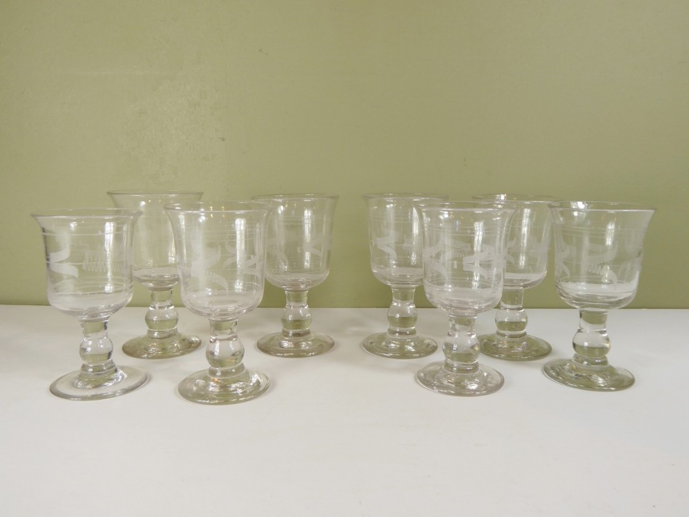 Set of 8 19th C Wine Glasses