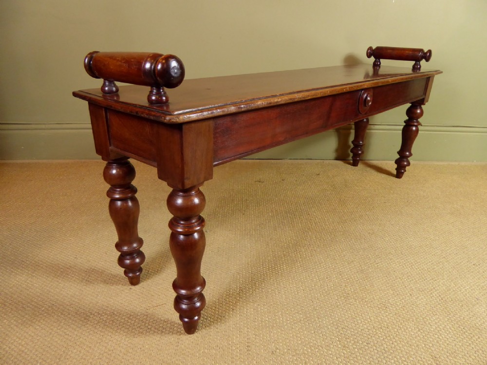 19TH C MAHOGANY HALL BENCH