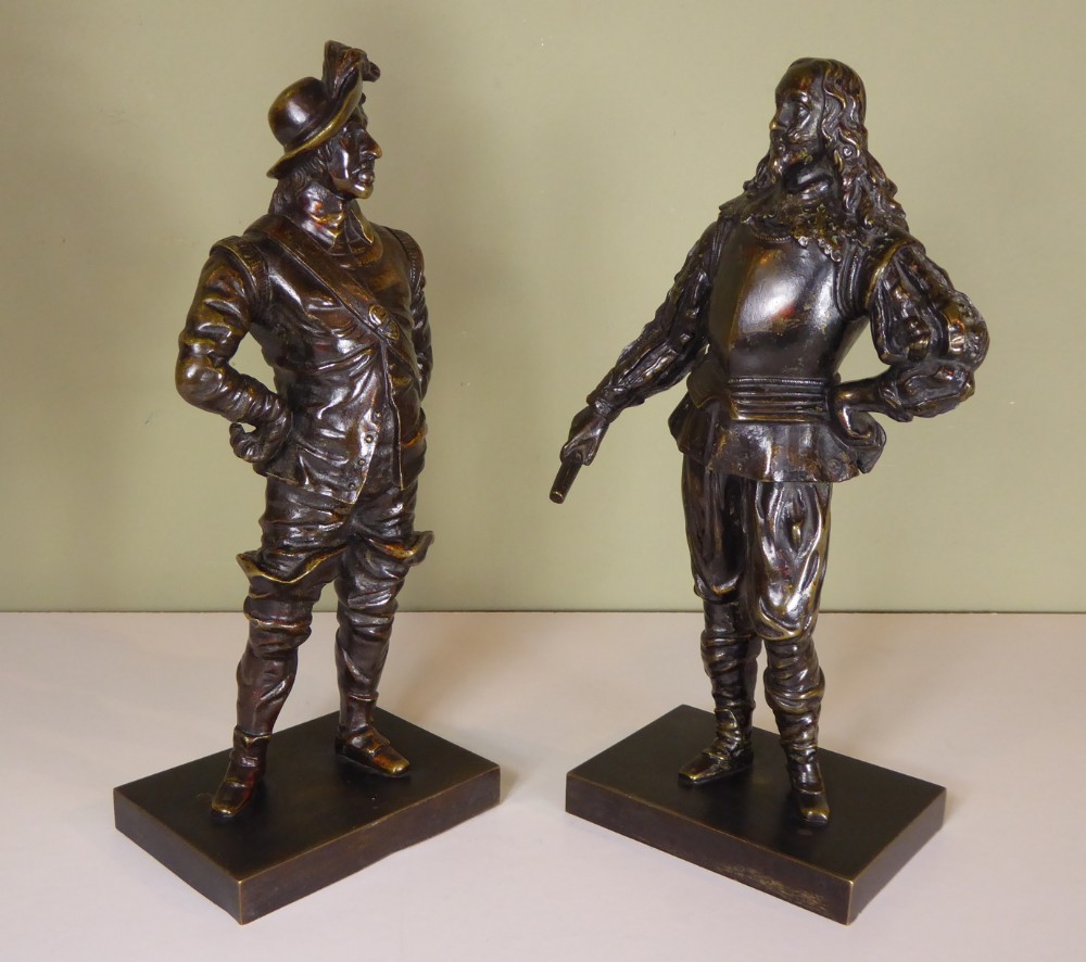 BRONZE FIGURES OF CHARLES I & CROMWELL